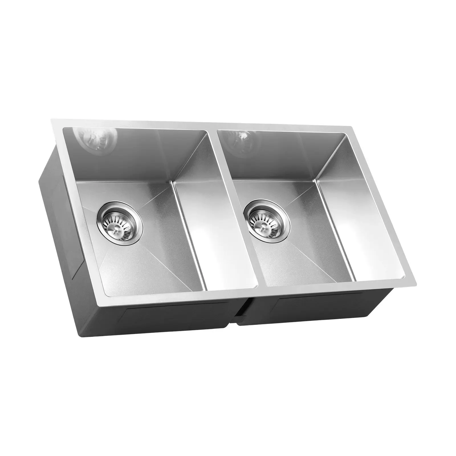 Welba Kitchen Sink Stainless Steel Bathroom Basin Double Silver 76X44CM