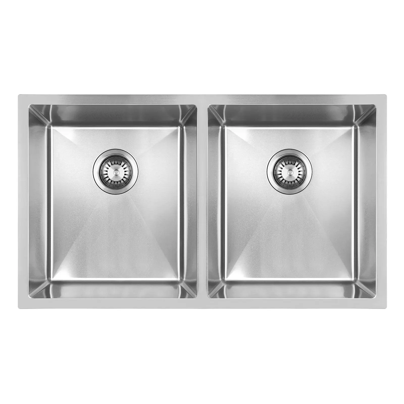 Welba Kitchen Sink Stainless Steel Bathroom Basin Double Silver 76X44CM