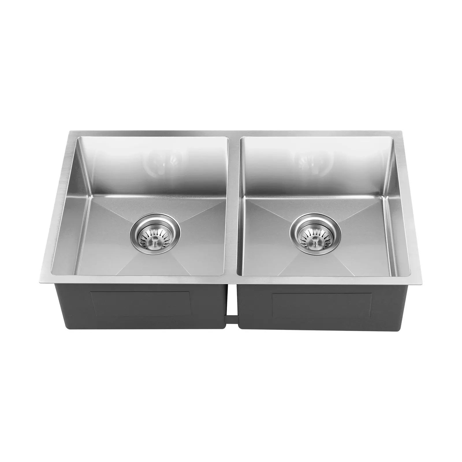 Welba Kitchen Sink Stainless Steel Bathroom Basin Double Silver 76X44CM