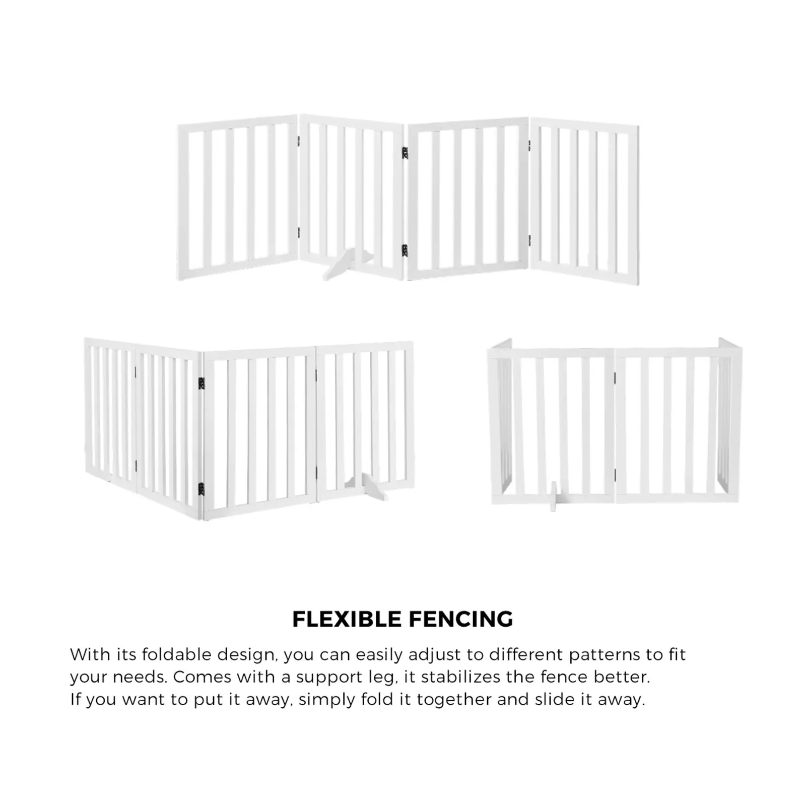 Alopet Wooden Pet Gate Dog Fence Safety Stair Barrier Security Door 4 Panels