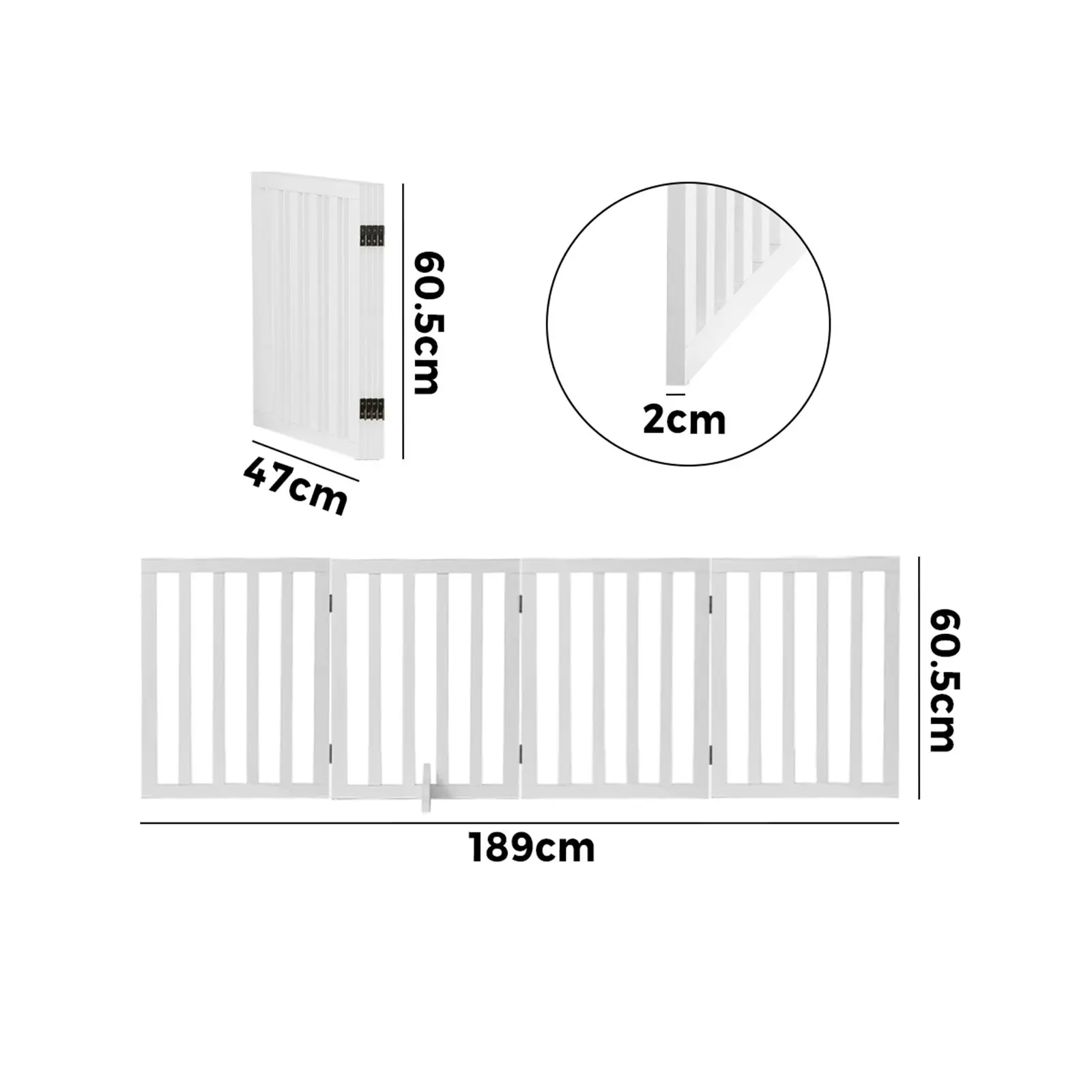 Alopet Wooden Pet Gate Dog Fence Safety Stair Barrier Security Door 4 Panels