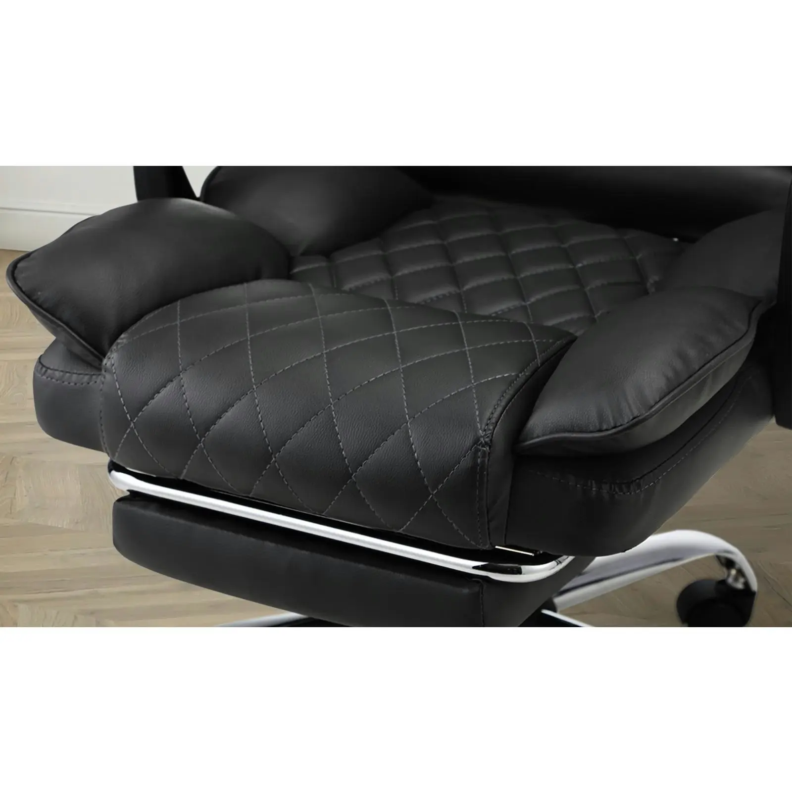 Oikiture Massage Office Chair Recliner Racing Computer Chairs PU Executive Footrest Black