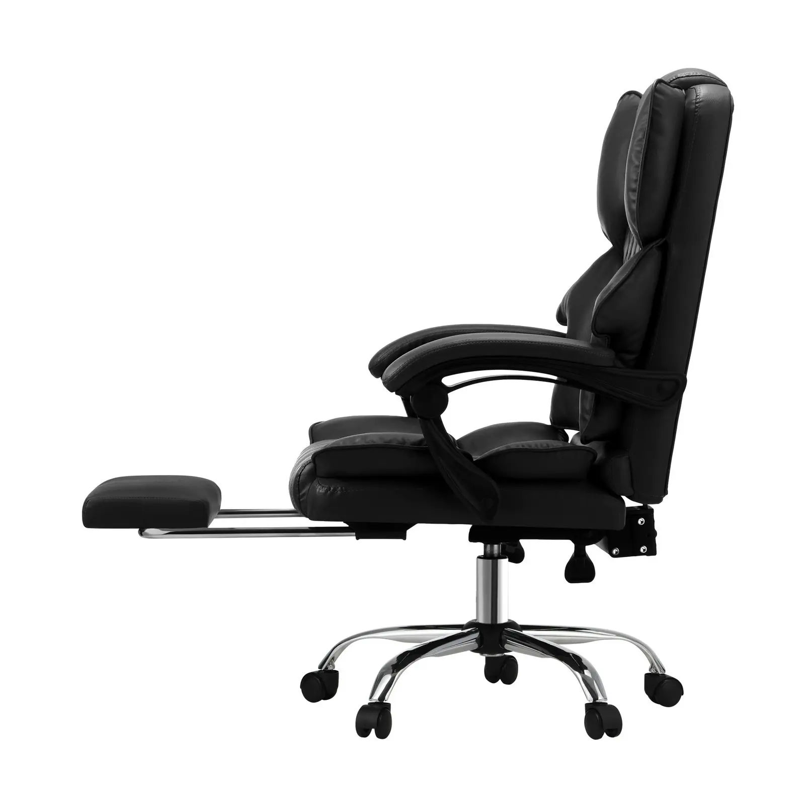 Oikiture Massage Office Chair Recliner Racing Computer Chairs PU Executive Footrest Black