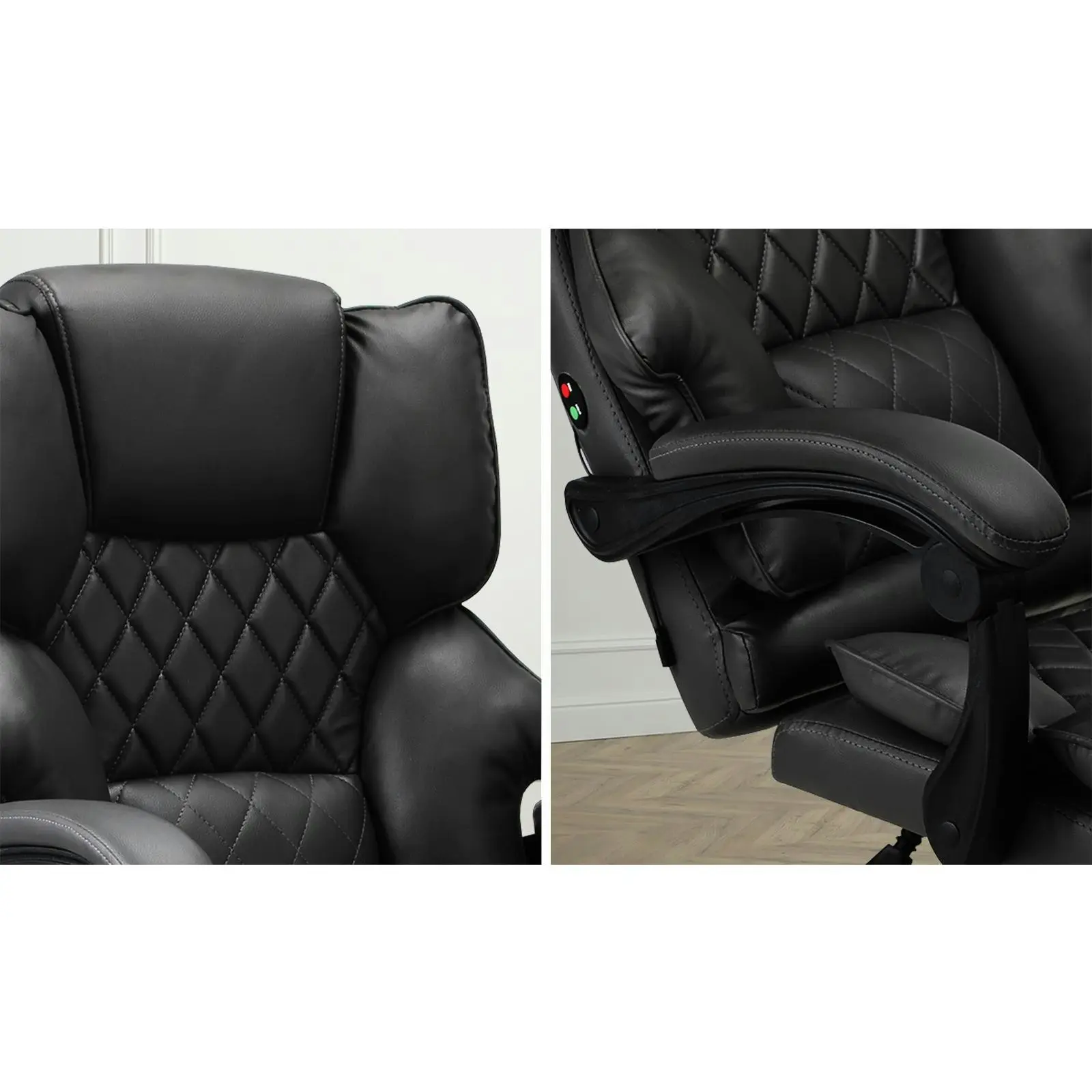 Oikiture Massage Office Chair Recliner Racing Computer Chairs PU Executive Footrest Black