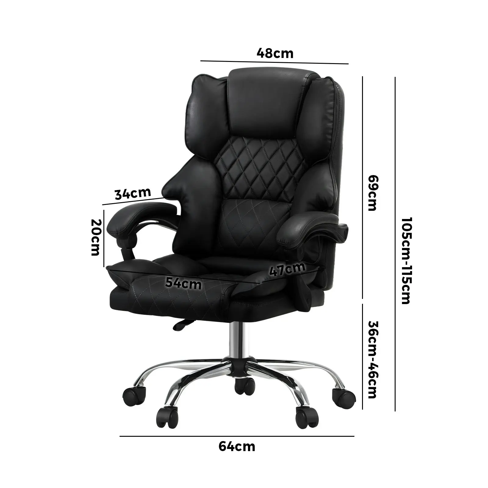 Oikiture Massage Office Chair Executive Computer Racer PU Leather Seat Recliner Black