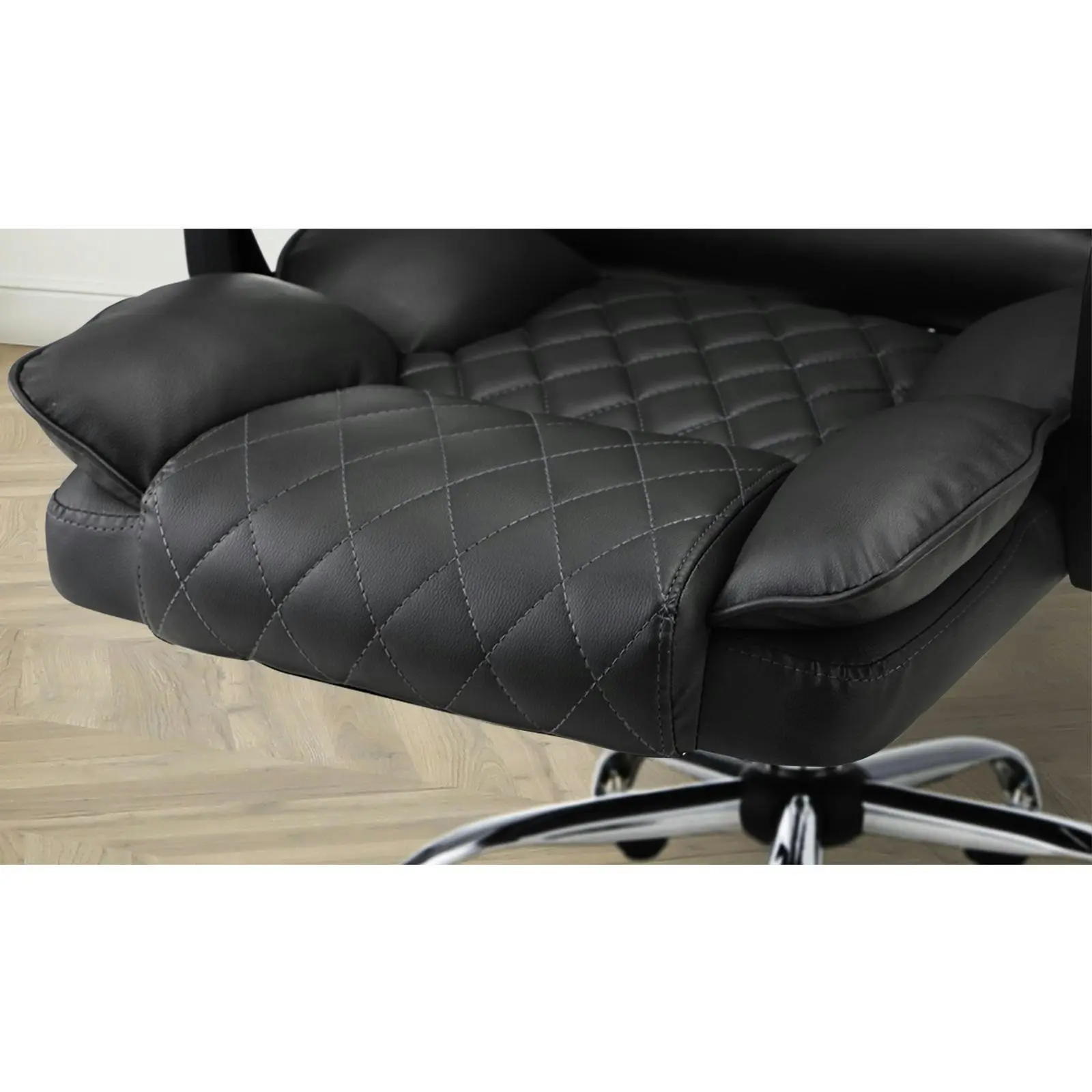 Oikiture Massage Office Chair Executive Computer Racer PU Leather Seat Recliner Black