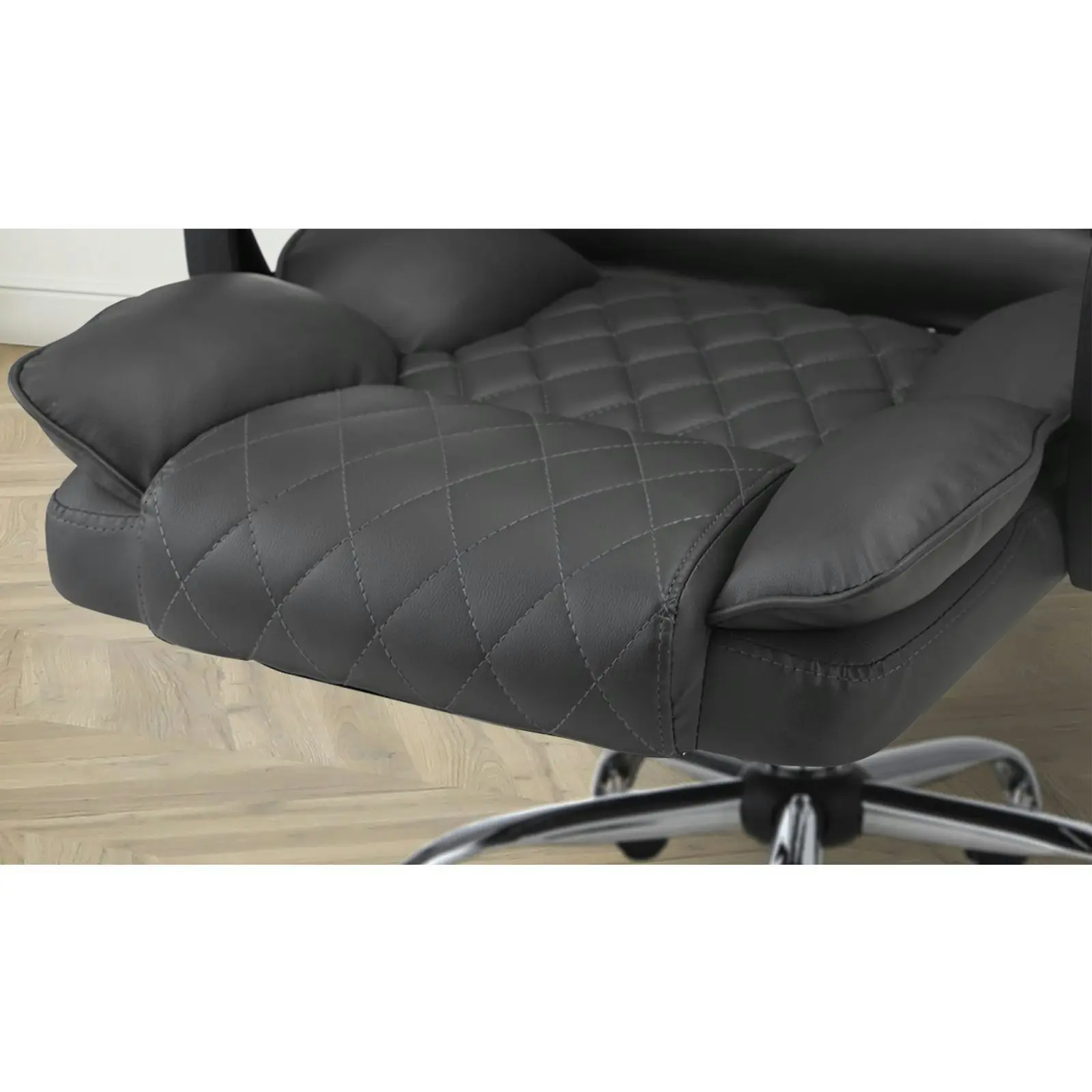 Oikiture Massage Office Chair Executive Computer Racer PU Leather Seat Recliner Grey