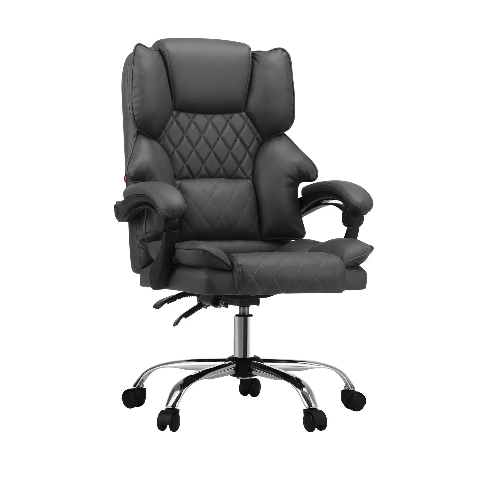 Oikiture Massage Office Chair Executive Computer Racer PU Leather Seat Recliner Grey