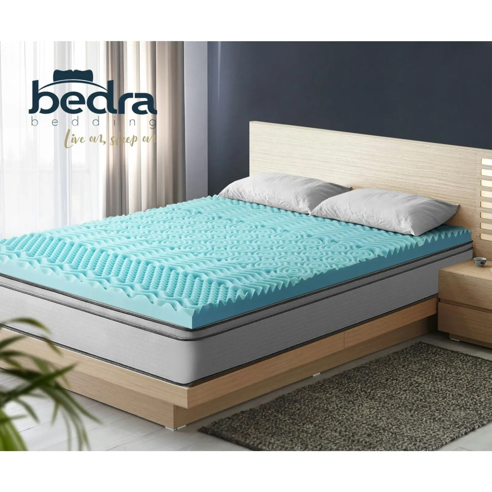 Bedra Memory Foam Mattress Topper Cool Gel Bamboo Cover 7-Zone 8CM King Single