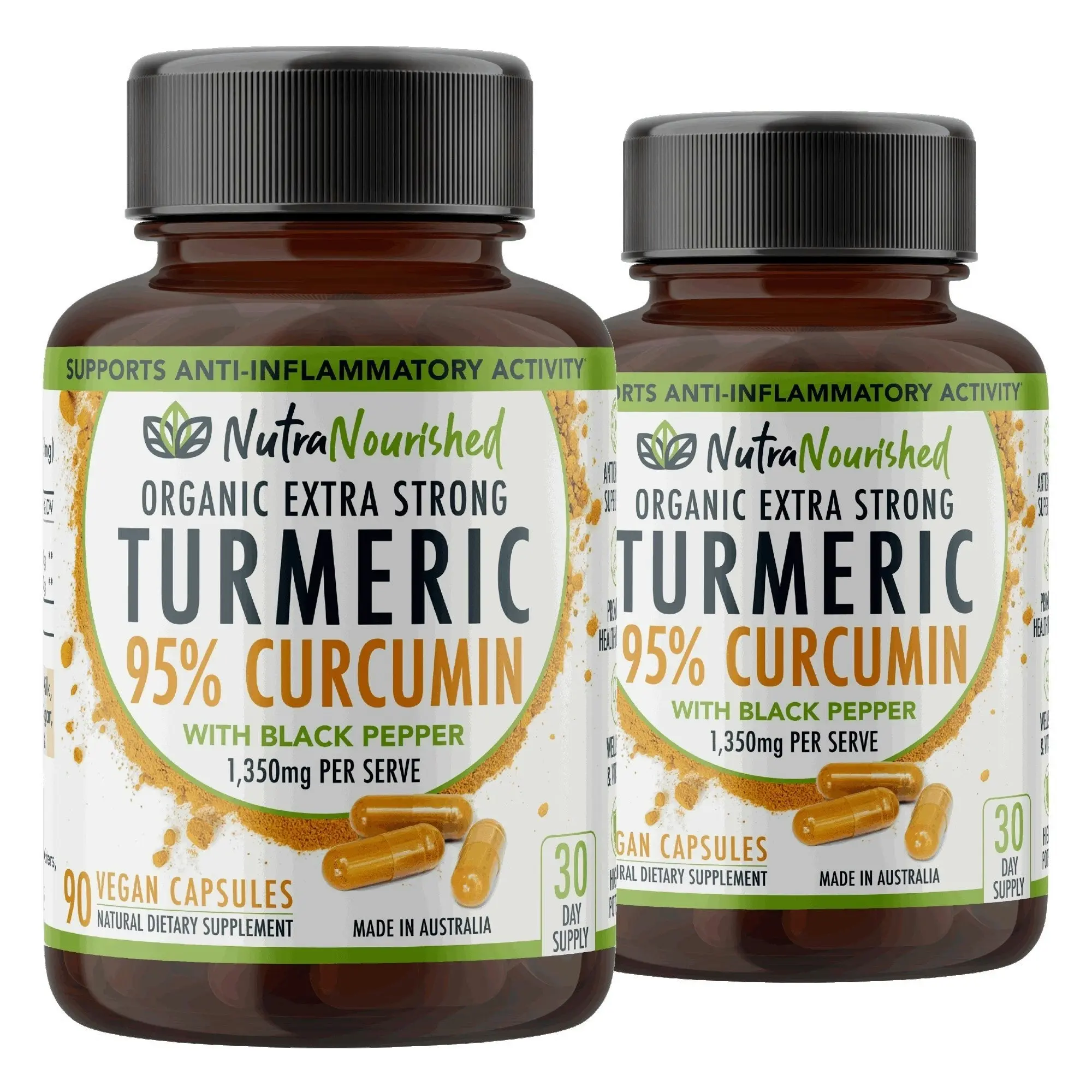 Turmeric Tablets Organic Pure Vegan - Turmeric Extract 95% Curcumin Buffered with Black Pepper