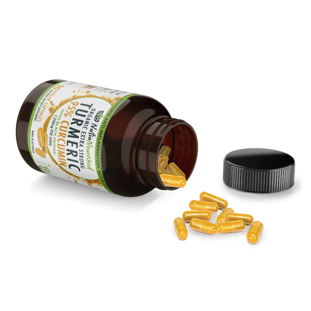 Turmeric Tablets Organic Pure Vegan - Turmeric Extract 95% Curcumin Buffered with Black Pepper