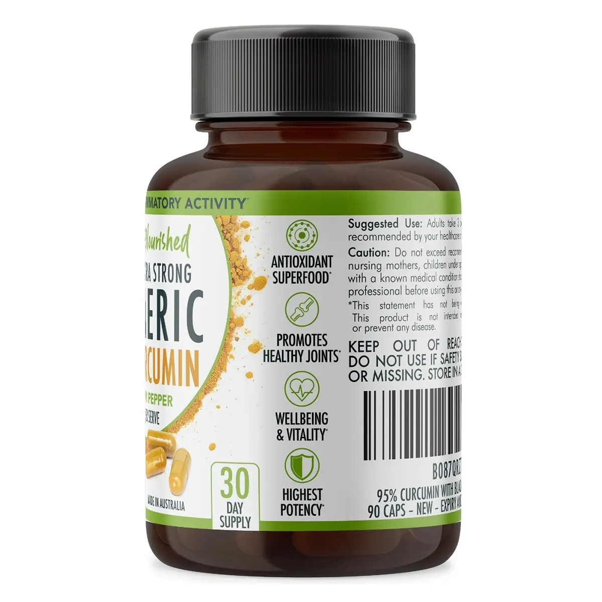 Turmeric Tablets Organic Pure Vegan - Turmeric Extract 95% Curcumin Buffered with Black Pepper