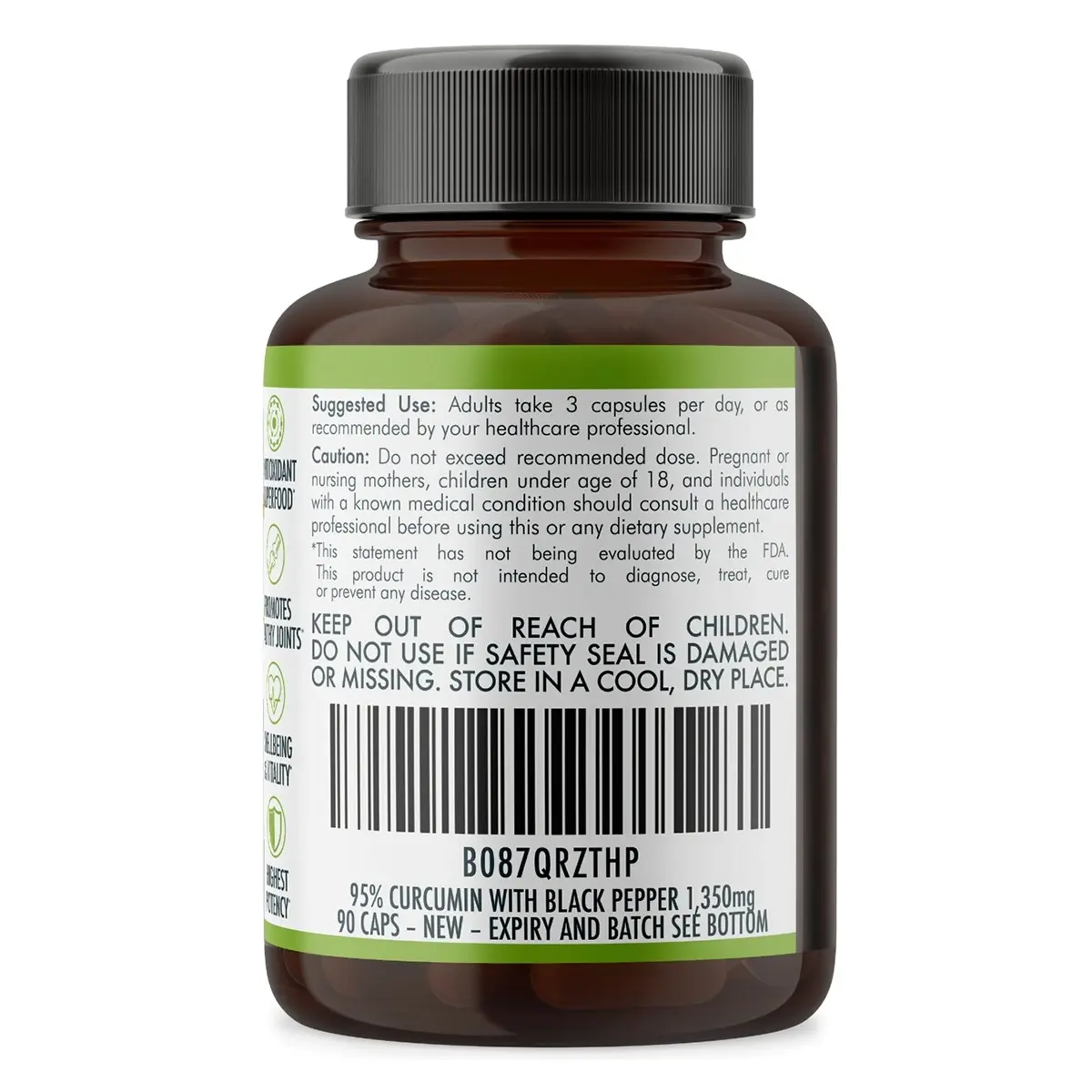 Turmeric Tablets Organic Pure Vegan - Turmeric Extract 95% Curcumin Buffered with Black Pepper