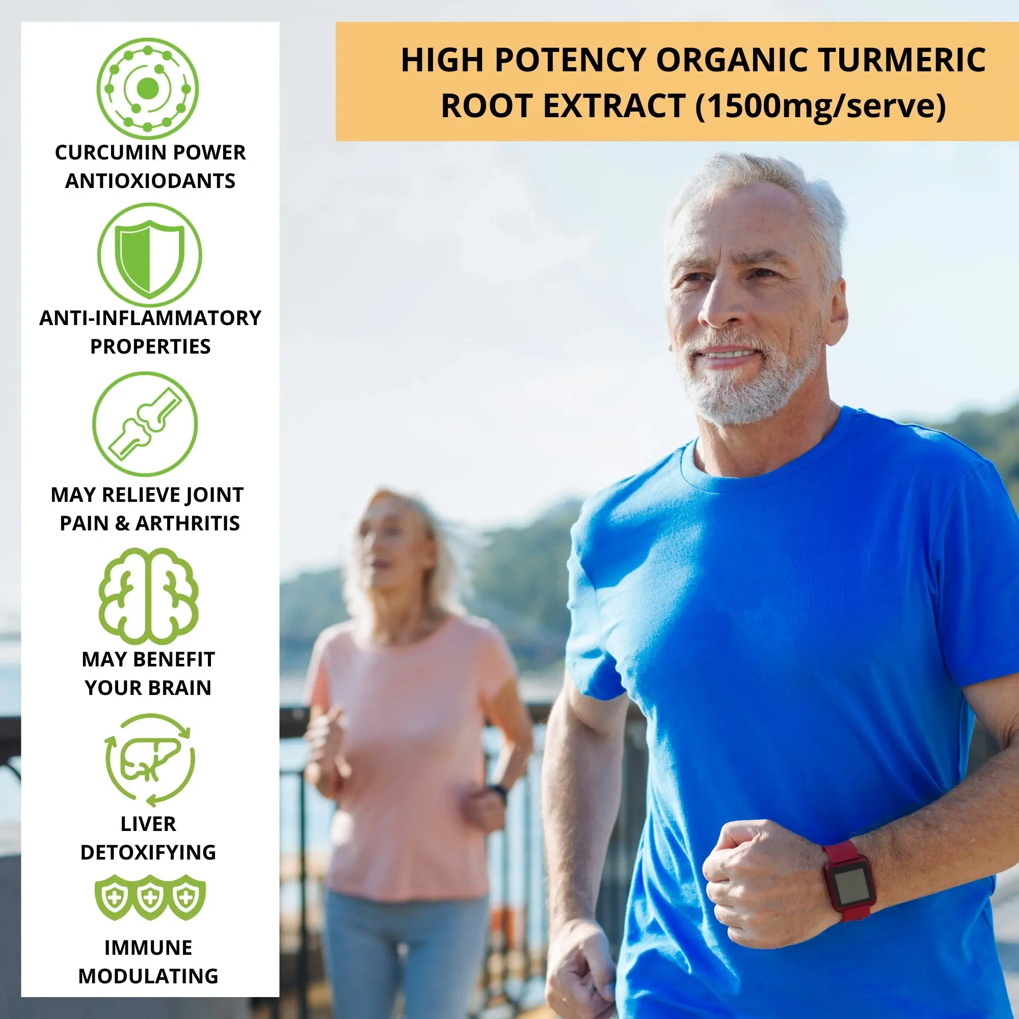 Turmeric Powder - Organic Pure Turmeric Extract 95% Curcumin Buffered with Black Pepper