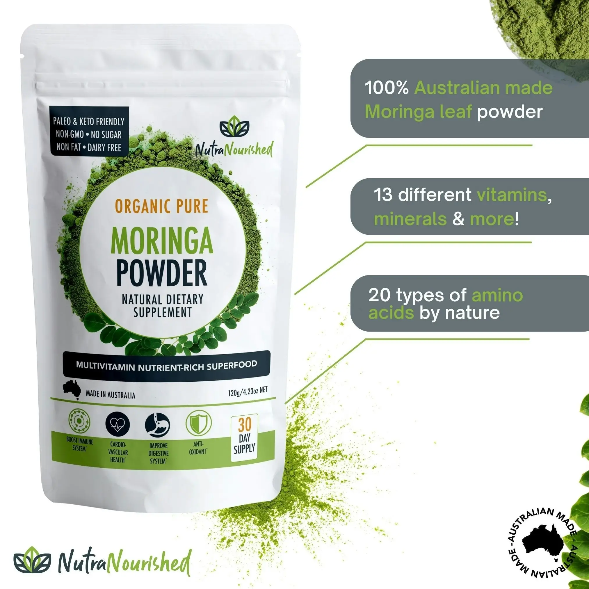 Organic Pure Moringa Leaf Powder