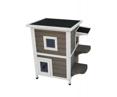 2 Story Cat Shelter House with Escape Door