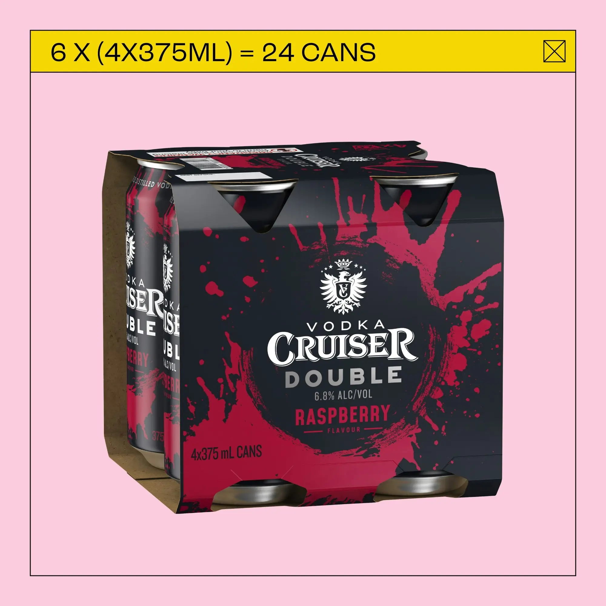 Vodka Cruiser Double Raspberry 6.8% 24 x 375ml Cans