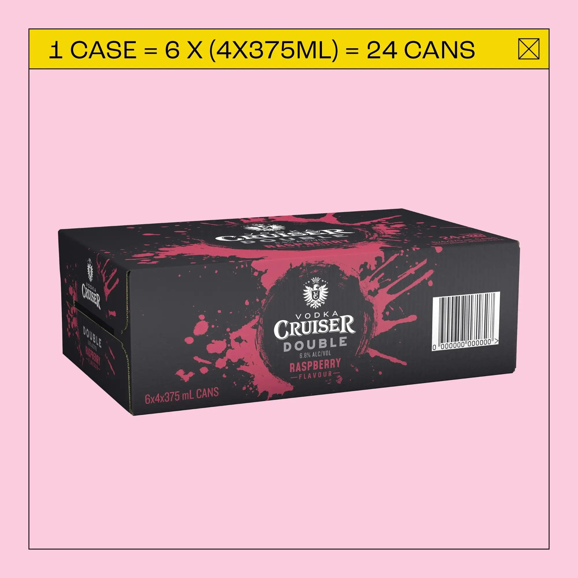 Vodka Cruiser Double Raspberry 6.8% 24 x 375ml Cans