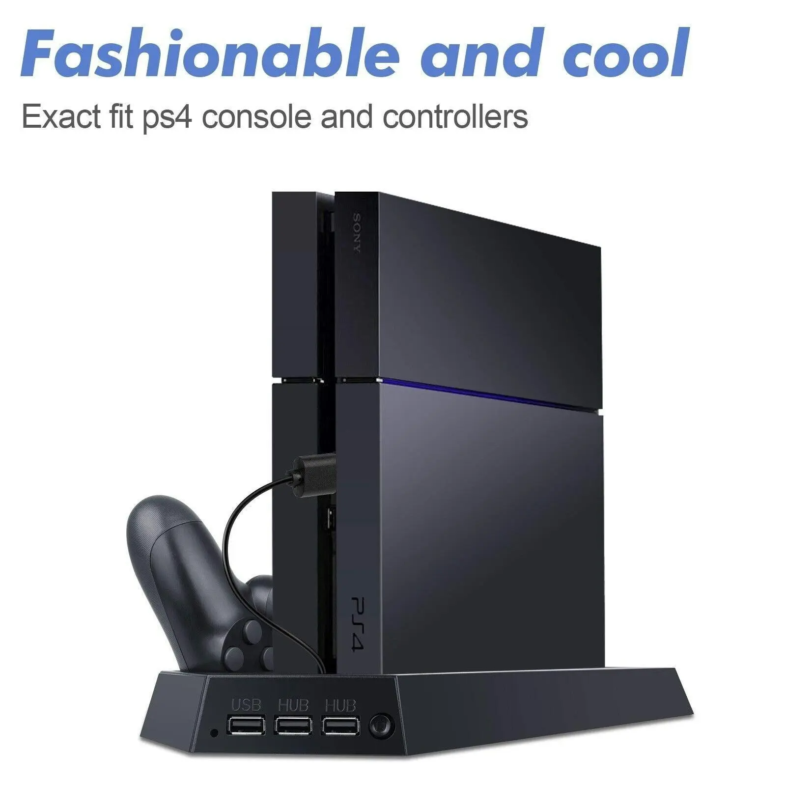 PS4 Stand Cooling Fan for PlayStation PS4 Dual Controller Charging Dock Vertical