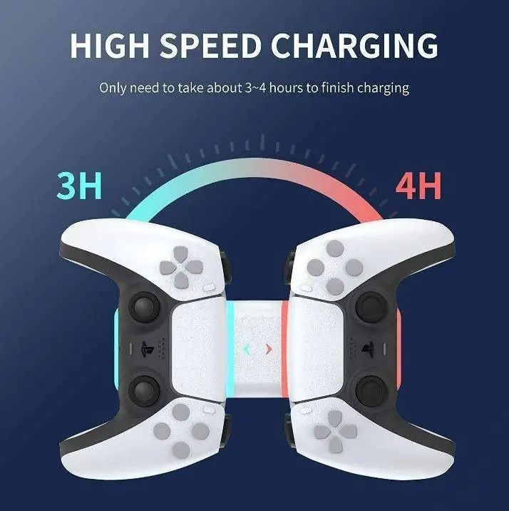 Dual Charger Compatible Charging Dock Station Stand Suit Sony PS5 Playstation 5 Controller