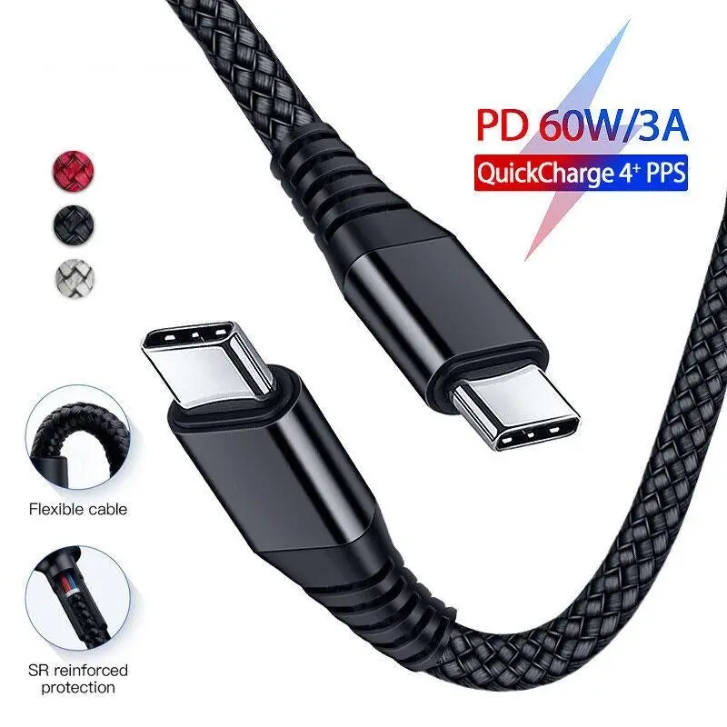 Type-C to USB-C 3.1 Male to Male Charging Cable | with Sync PD Type C to Type C Mac Pixel Samsung