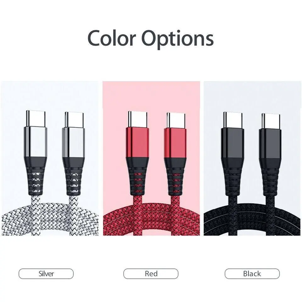 Type-C to USB-C 3.1 Male to Male Charging Cable | with Sync PD Type C to Type C Mac Pixel Samsung