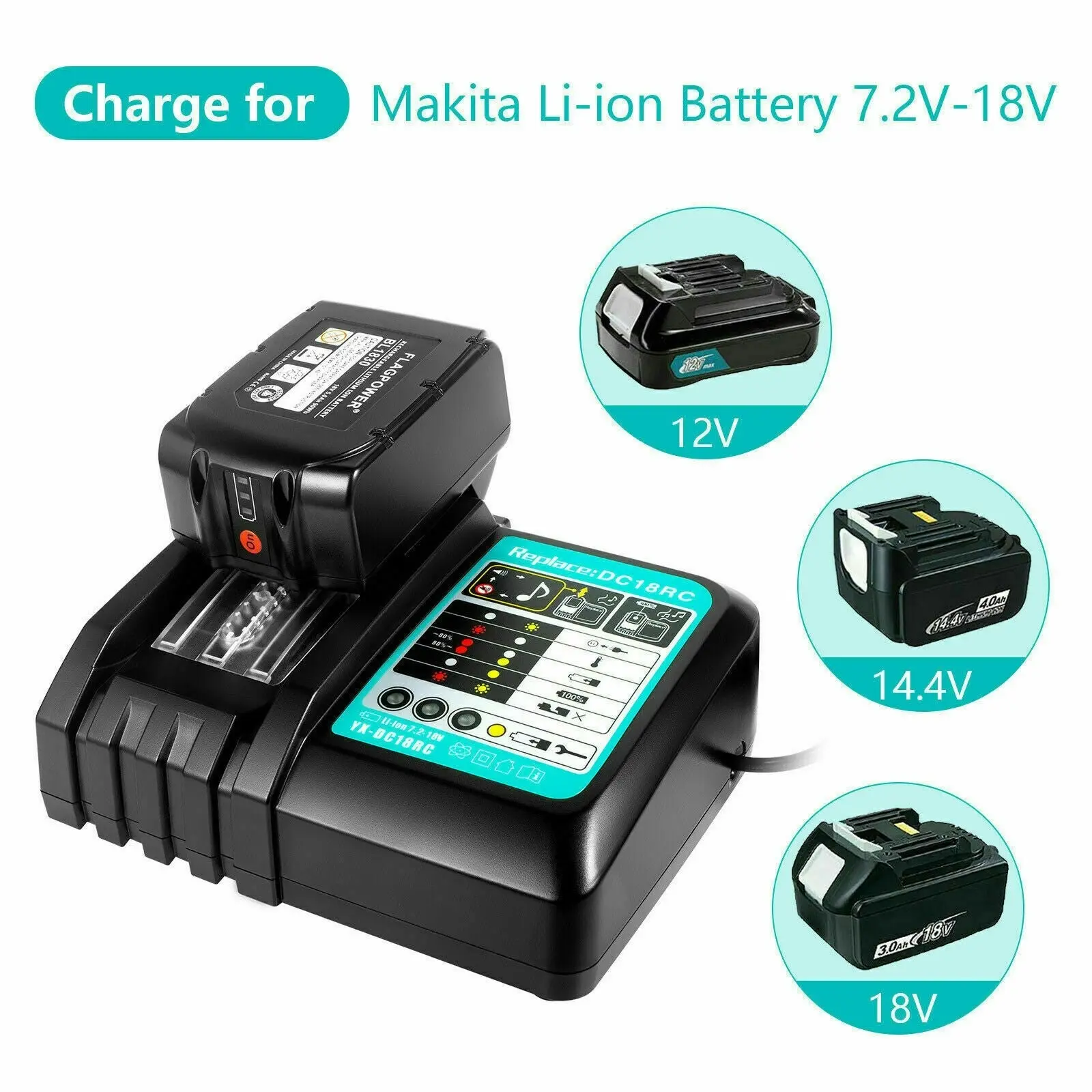 DC18RC 18V Lithium-Ion Battery Charger AU Plug for Makita BL1830 BL1860B BL1850