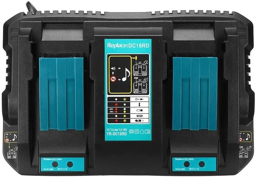 Makita 18V DC18RD Compatible Rapid Charger | Dual Port Lithium-Ion Battery Charger