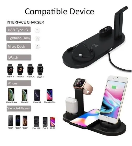 Wireless Fast Charger 4 in 1  | For iPhone Samsung AirPod Apple Watch