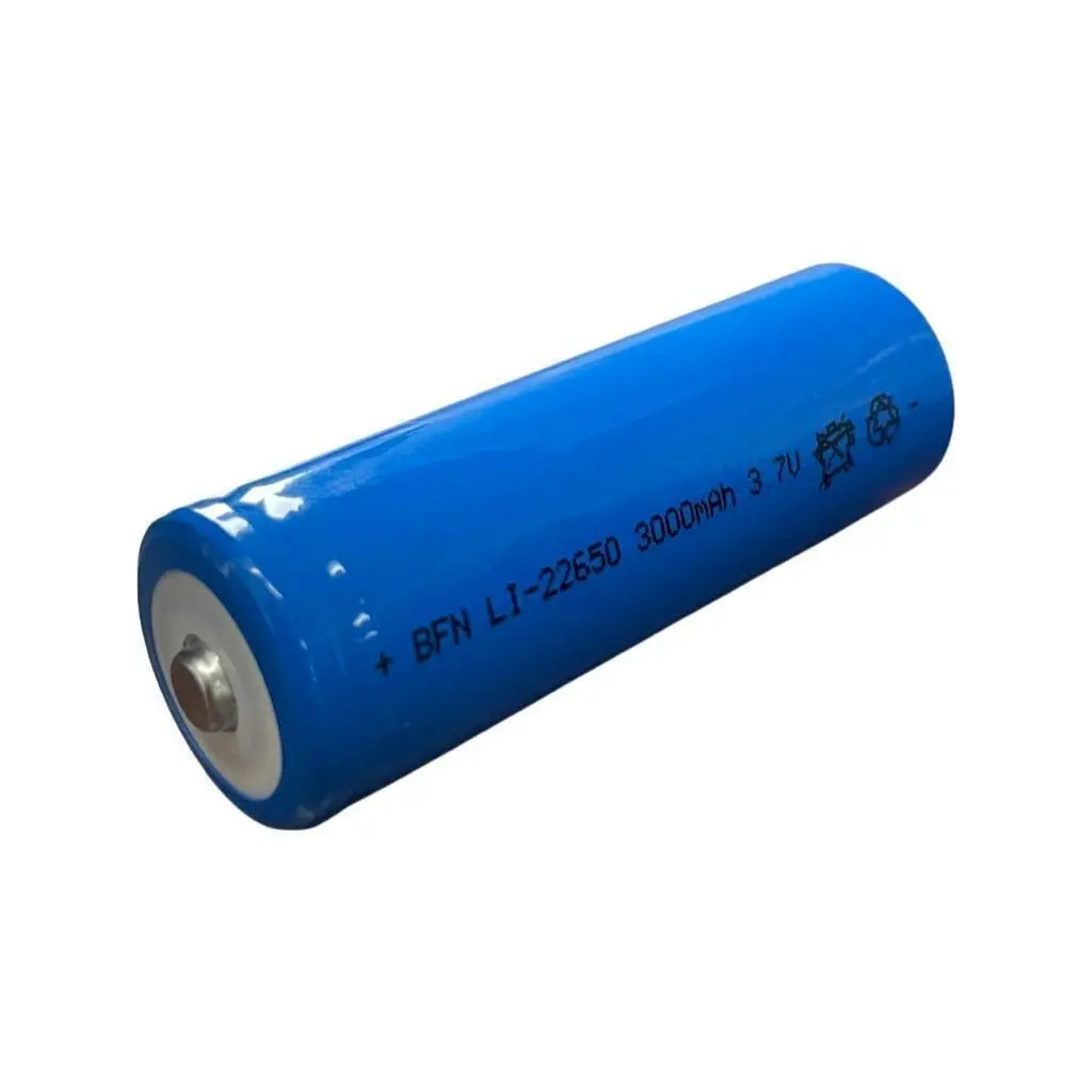 3.7V 22650 rechargeable lithium ion battery li-ion cell Flat top 3000mah