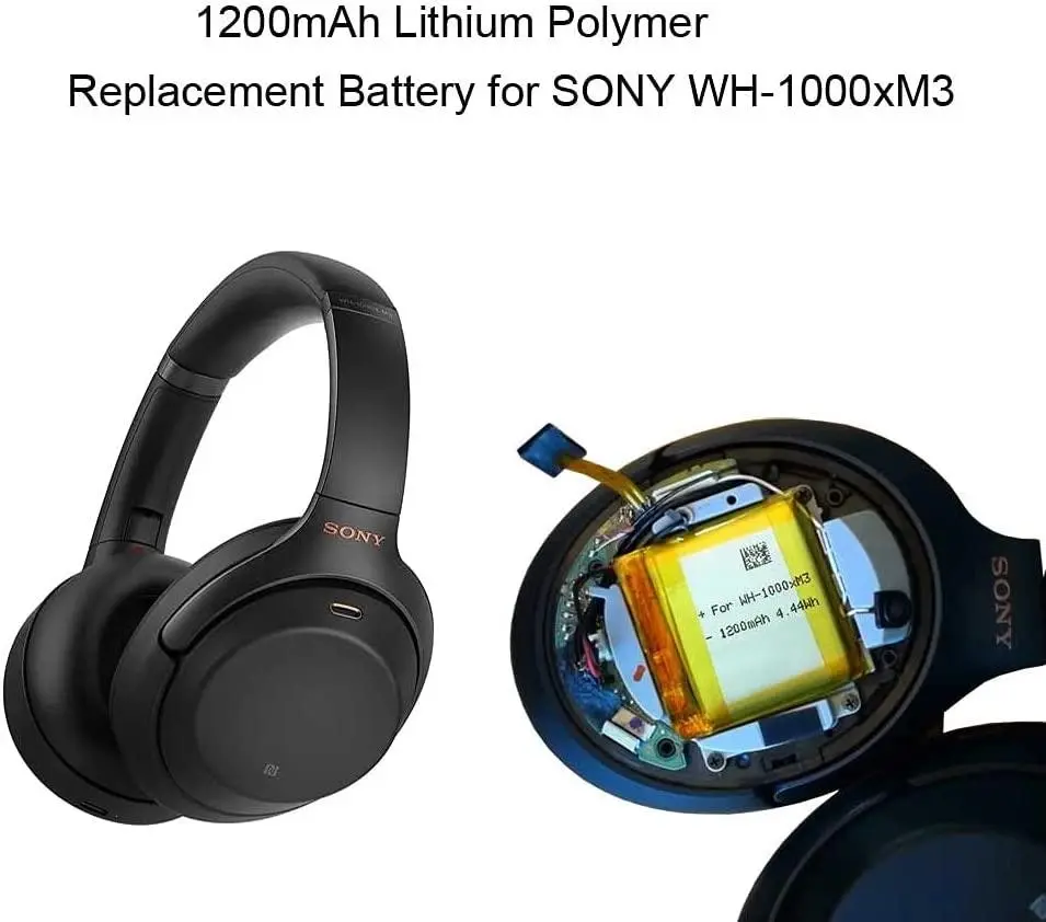 3.7v 1200mAh Battery Replacement for Sony WH-1000XM3 Wireless Bluetooth Headphones, fits Sony Wh1000xm3 Headset Battery