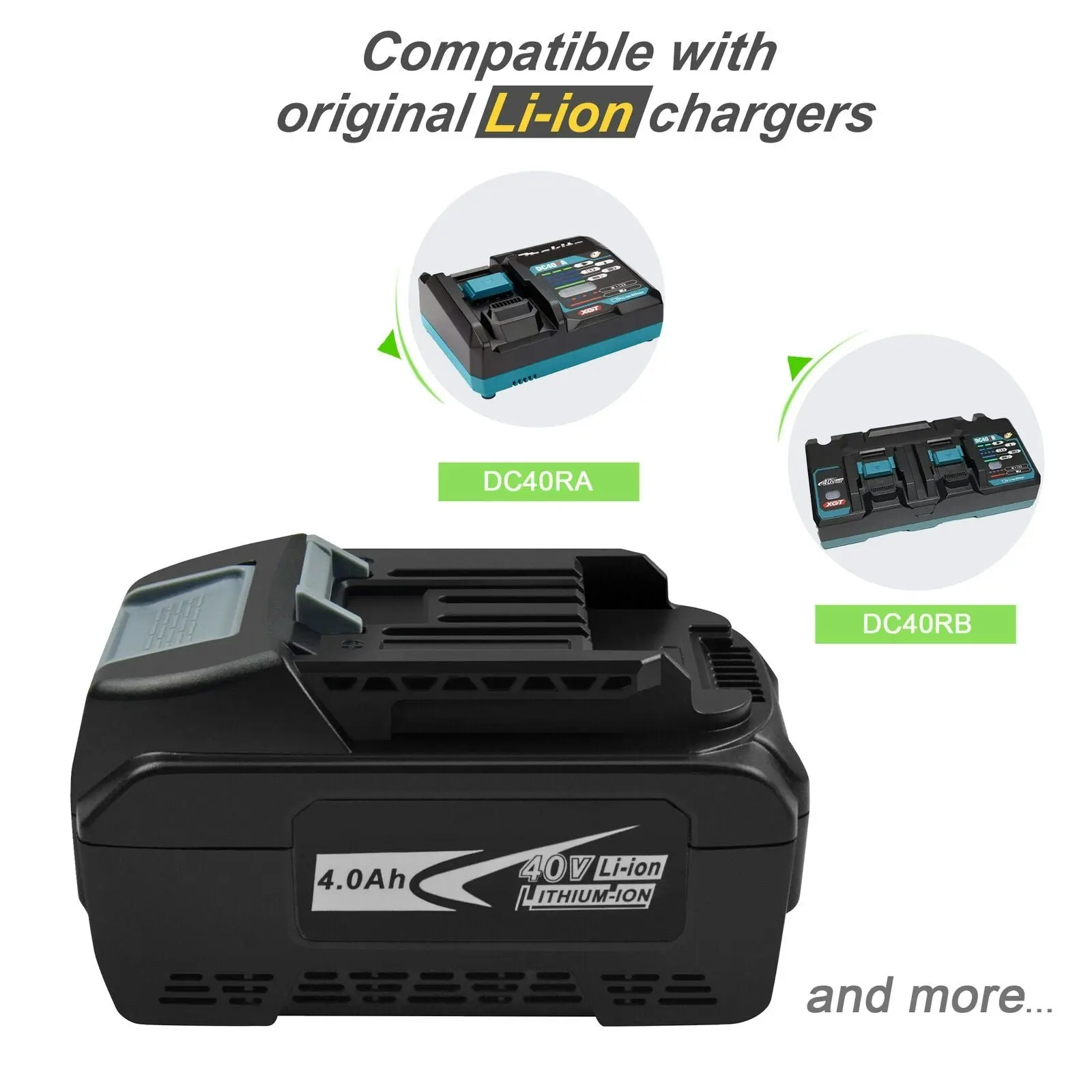 Makita 40V Compatible 191B26-6 Li-ion 4Ah XGT Battery 4000mAh 40V BL4040 Li-ion Battery