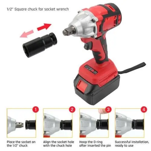 Cordless Power Impact Wrench Brushless Rattle Gun Drill Tool Socket w/ 2 Battery