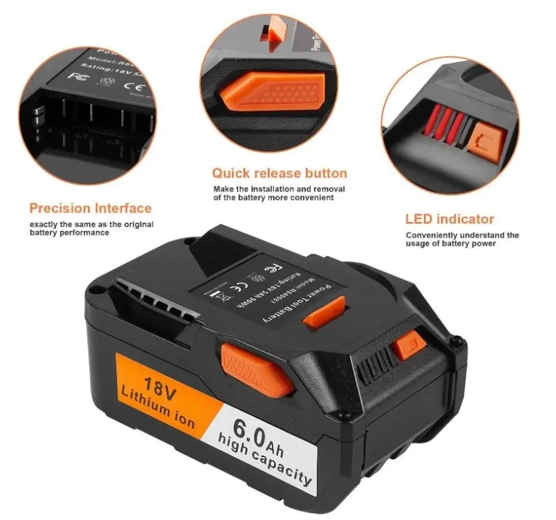 RIDGID Compatible AEG 18V 7000mAh Li-Ion Battery R840087 R840086 R840085 L1830R L1850R