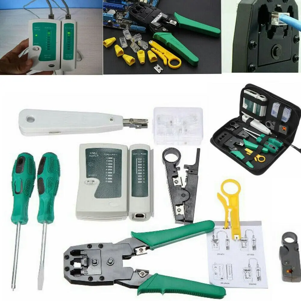 Lan Network Cable Tool Tester Crimper RJ45 Ethernet LAN Kit Crimping Set CAT 5 6