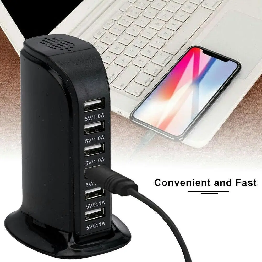 30W 6 Multi USB Port Travel Charger Desktop Charging Station Fast Power Adapter