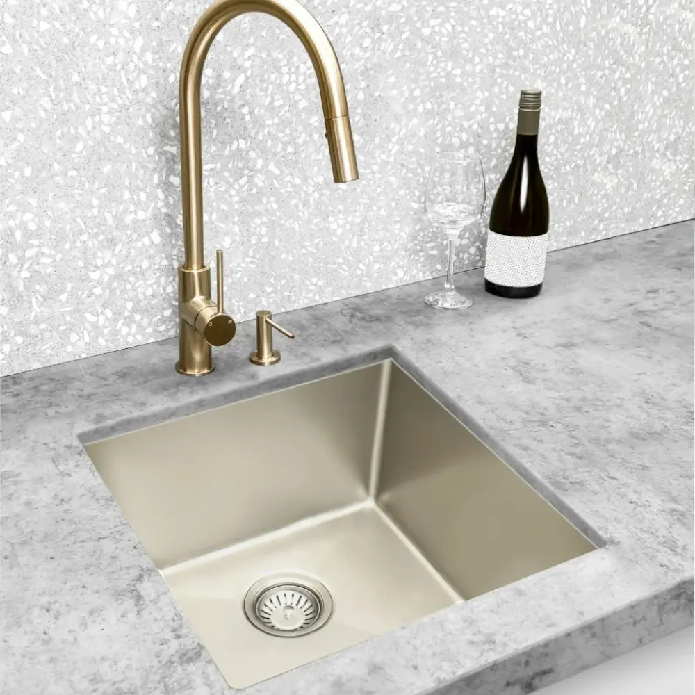 Meir Single Bowl PVD Kitchen Sink 450mm Brushed Nickel MKSP-S450450-NK