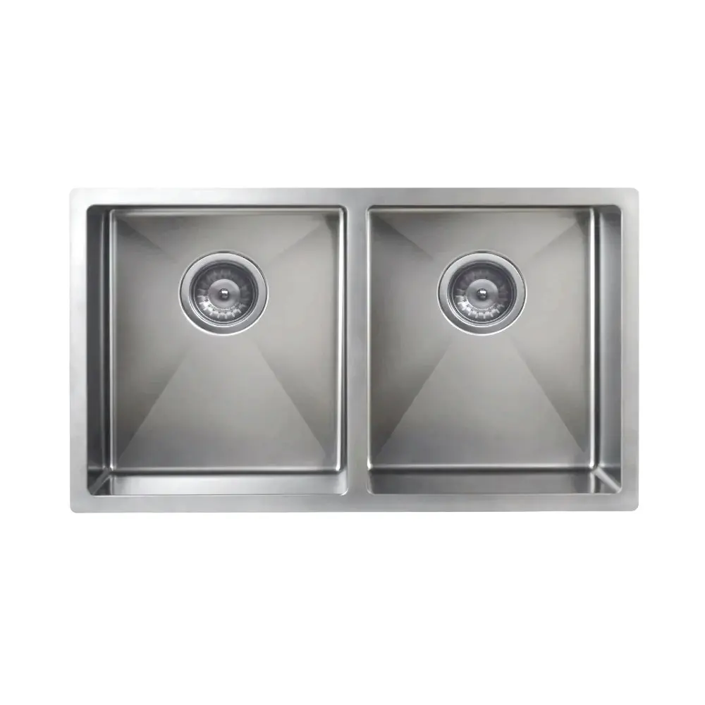 Meir Double Bowl PVD Kitchen Sink 760mm Brushed Nickel MKSP-D760440-NK