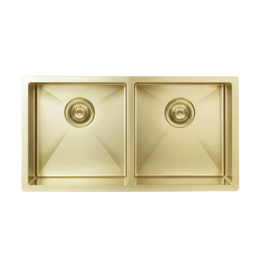 Meir Double Bowl PVD Kitchen Sink 860mm Brushed Bronze Gold MKSP-D860440-BB