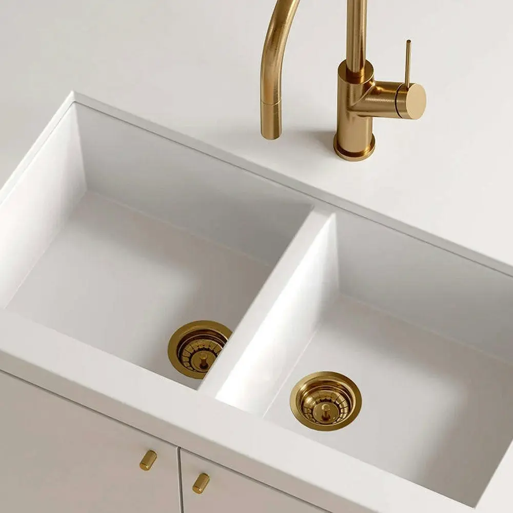 Oliveri Basket Waste with Extended Screw Length Brushed Gold for Kitchen Sink AC14-AU-EXT