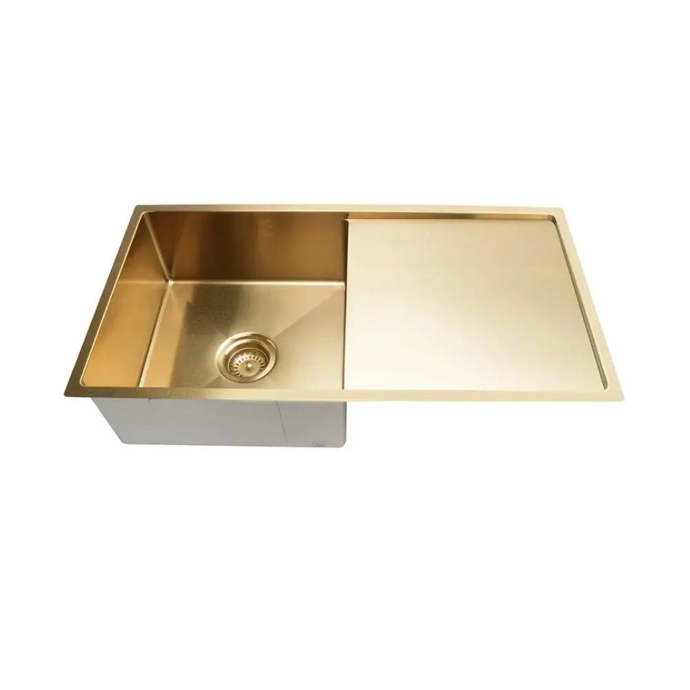 Meir Single Bowl & Drainer 840mm Brushed Bronze Gold MKSP-S840440D-BB