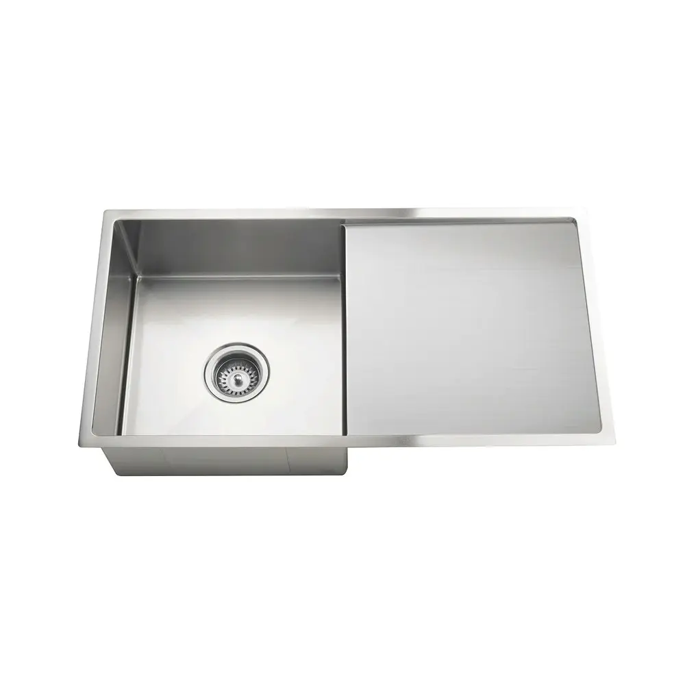 Meir Single Bowl & Drainer 840mm Brushed Nickel MKSP-S840440D-NK