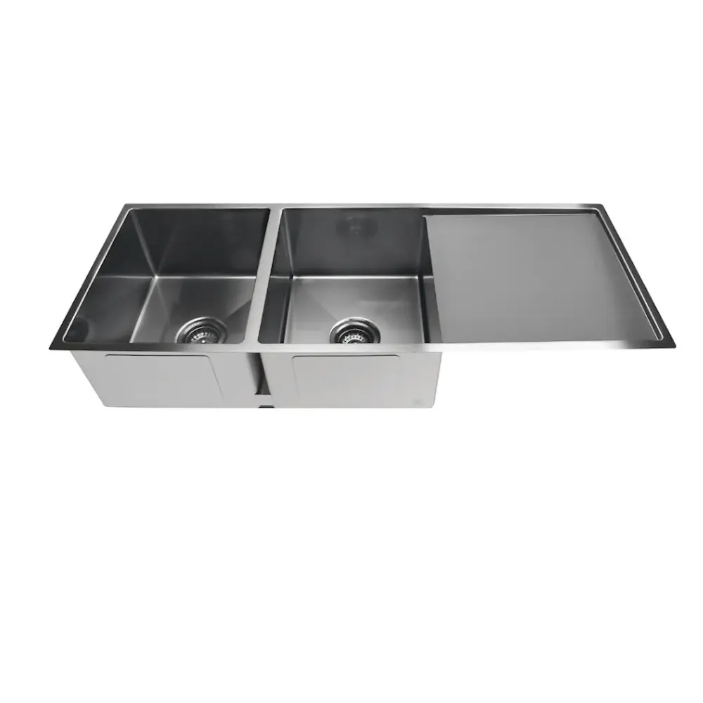 Meir Double Bowl & Drainer 1160mm Gun Metal MKSP-D1160440D-GM