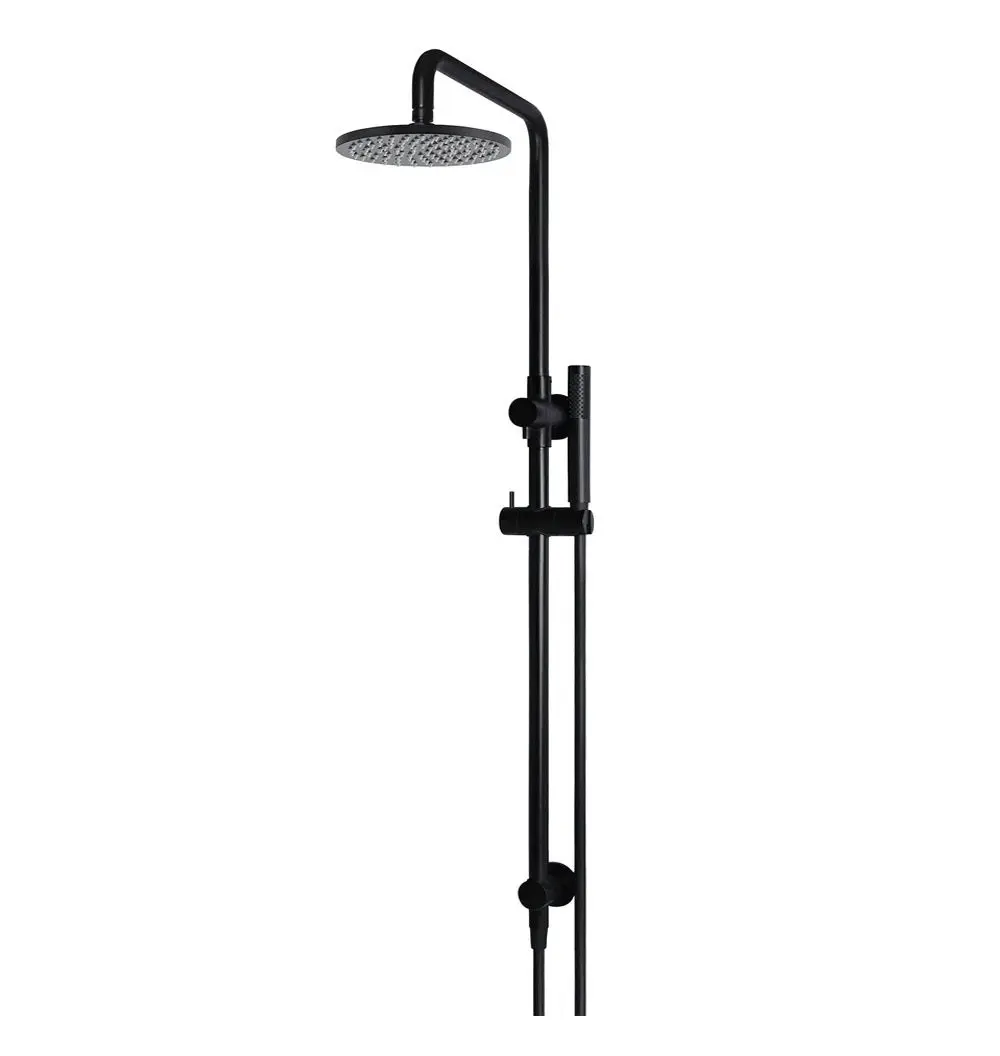 Meir Shower Twin Rail Round 200mm Rose Matte Black MZ0704-R