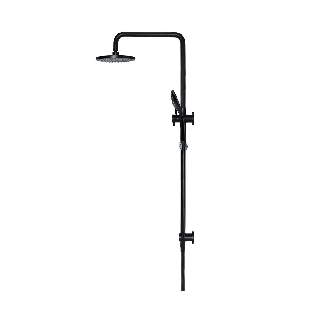 Meir Round Combination Shower Rail 200mm Rose, Three Function Hand Shower Matte Black MZ0704