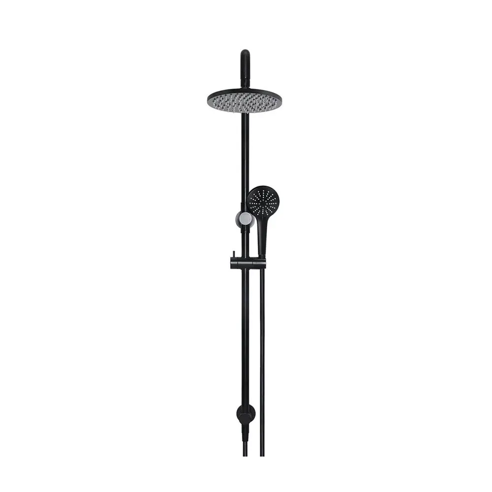 Meir Round Combination Shower Rail 200mm Rose, Three Function Hand Shower Matte Black MZ0704