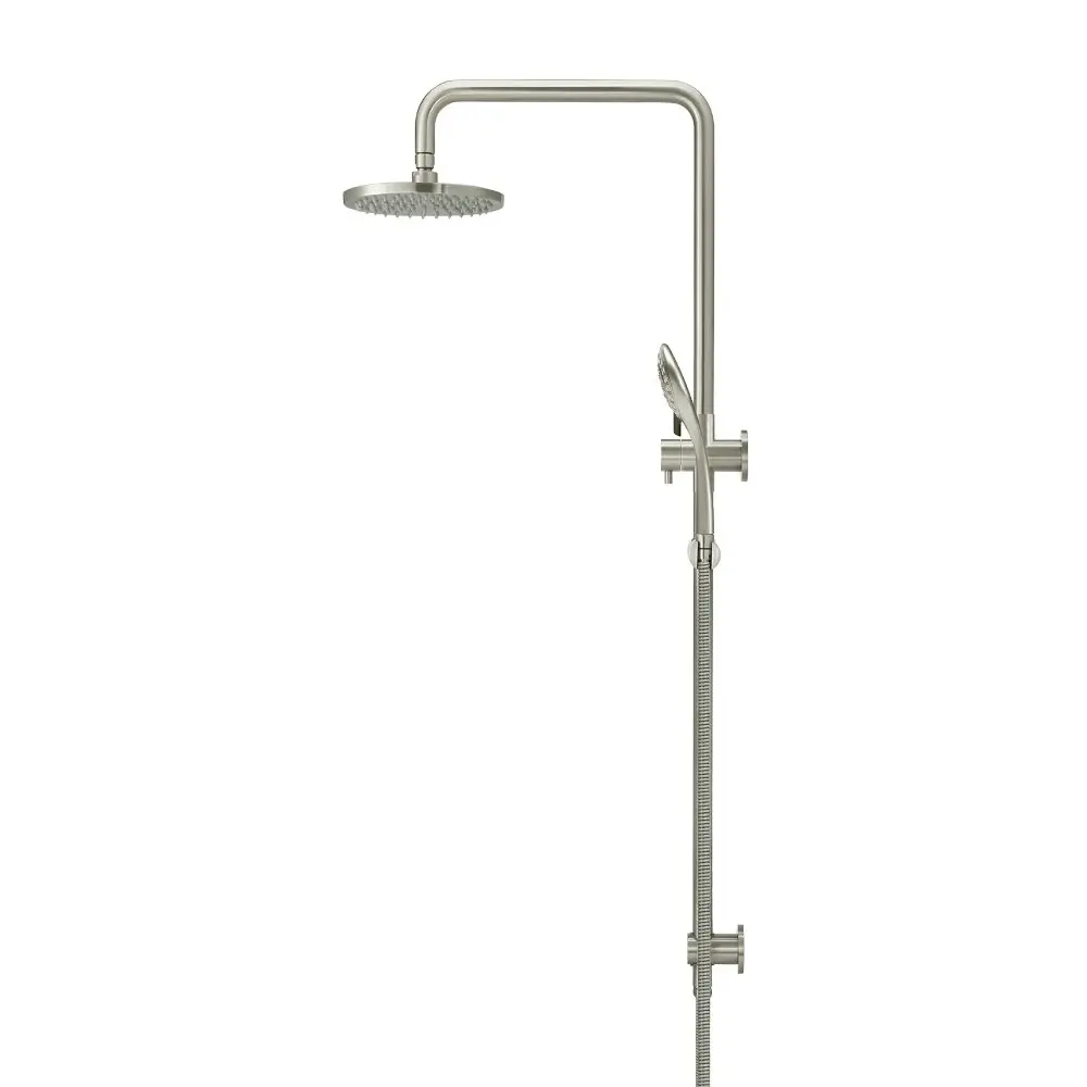 Meir Round Combination Shower Rail 200mm Rose, Three Function Hand Shower Brushed Nickel MZ0704-PVDBN