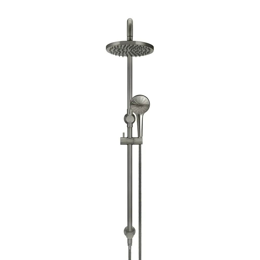 Meir Round Combination Shower Rail 200mm Rose, Three Function Hand Shower Shadow MZ0704-PVDGM