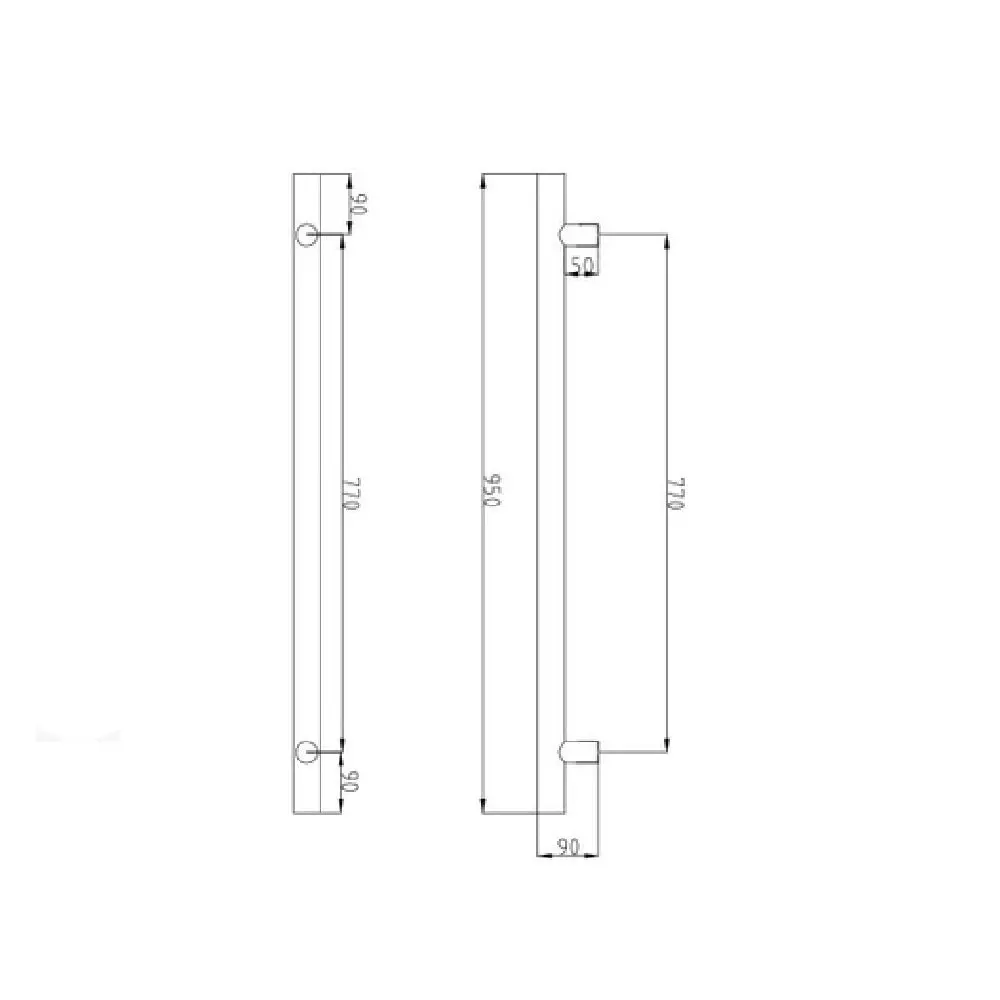 Radiant Vertical Round Single Bar Heated Brushed Satin BRU-VTR-950