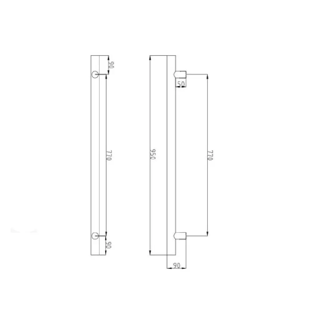 Radiant Vertical Round Single Bar Heated Matte Black BLK-VTR-950